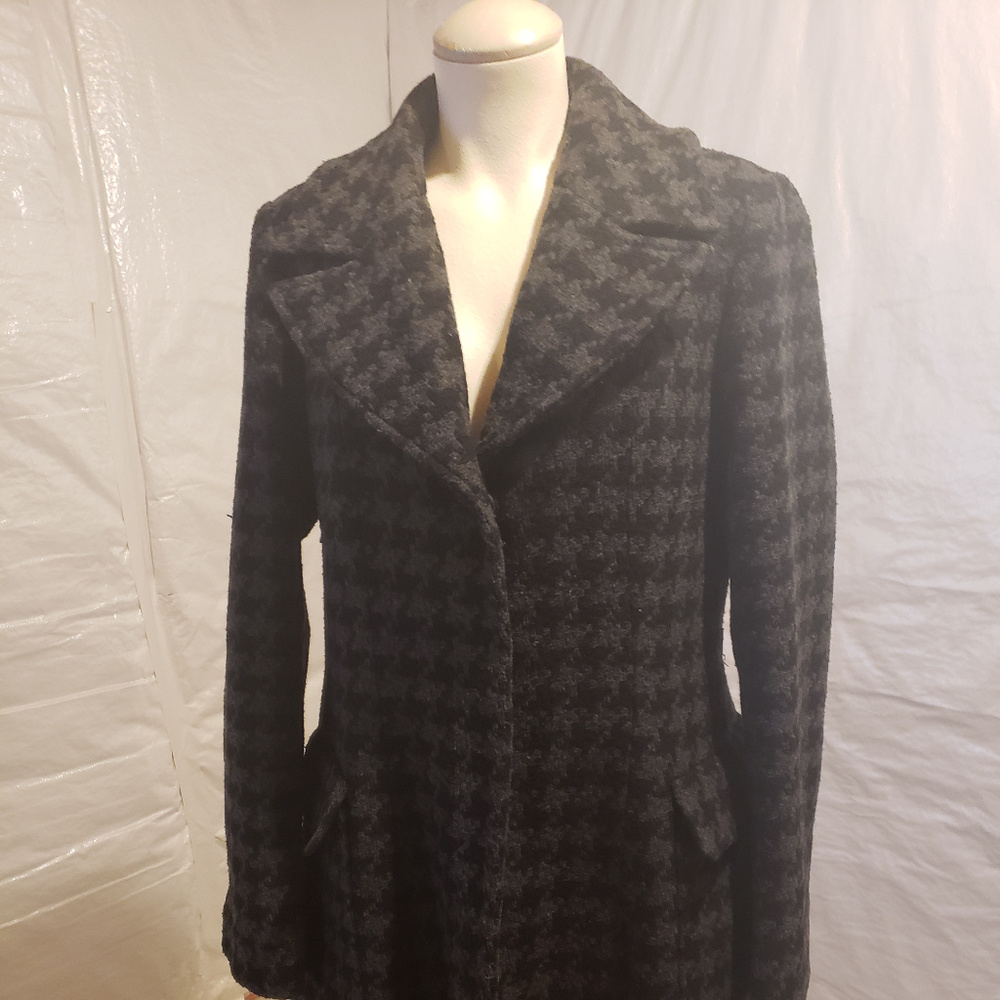 Wool Gingham Swing Coat